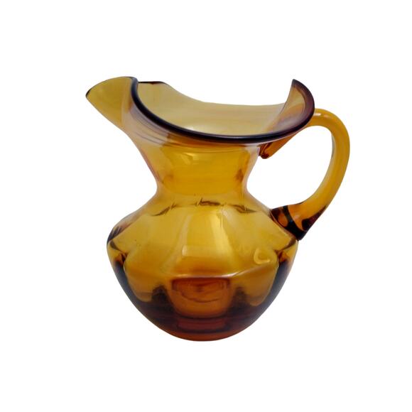 Rainbow Glass Hand Blown Amber Small Pitcher - Picture 1 of 6
